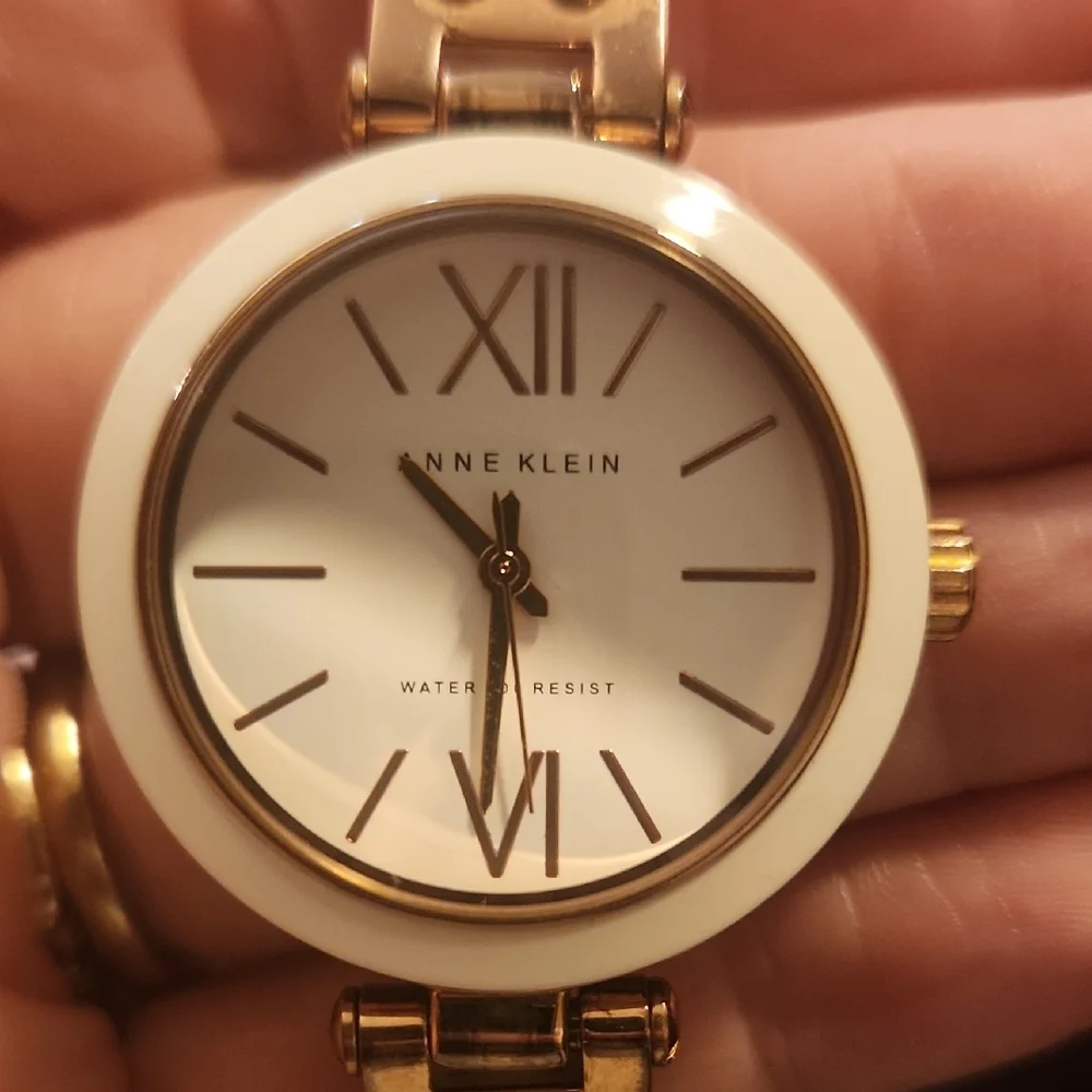 Anne Klein Rose Gold and Cream Roman Numeral Watch